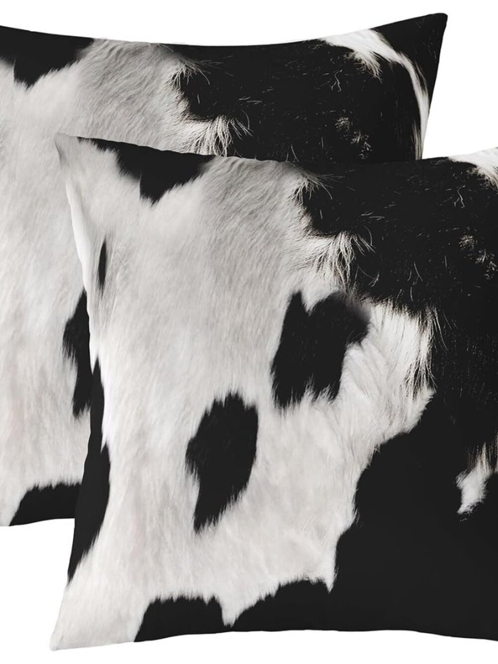 Cowhide Throw Pillow Covers 16"x16" Set of 2 Cow Fur Printed Pillow Cases Cushio